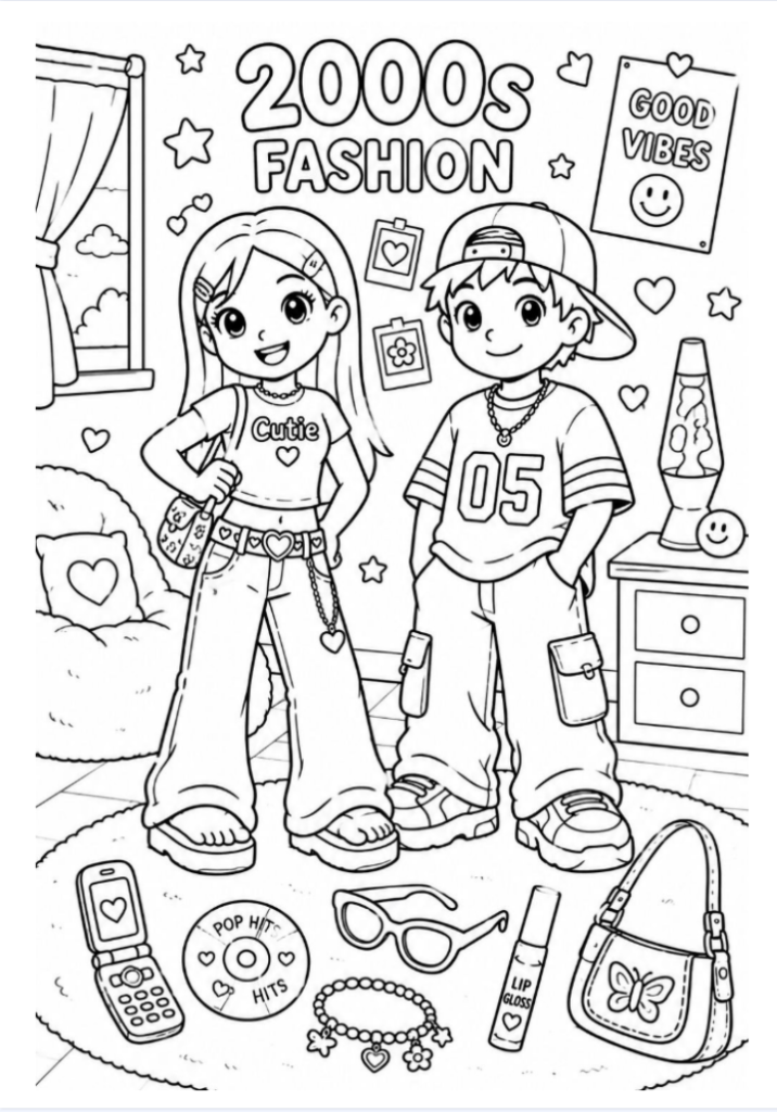 Printable 2000s Coloring Page