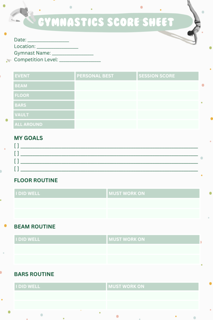 Printable Gymnastics Score Sheet