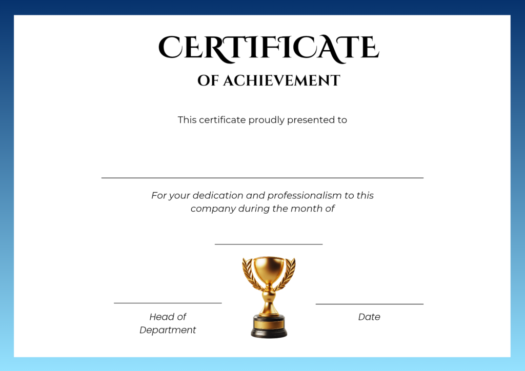 Printable Employee of the Month Certificate