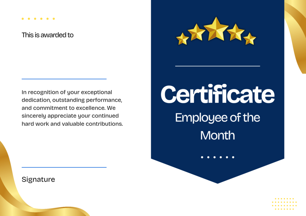 Printable Employee of the Month Certificate