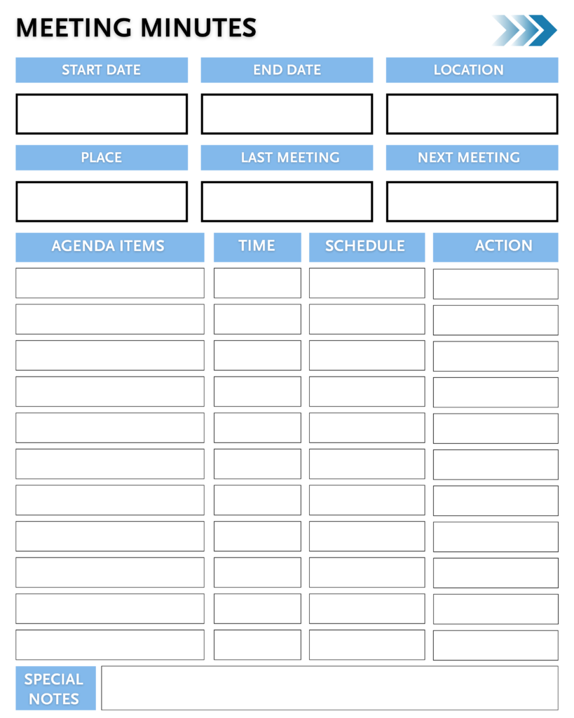 Printable Simple Meeting Minutes Template