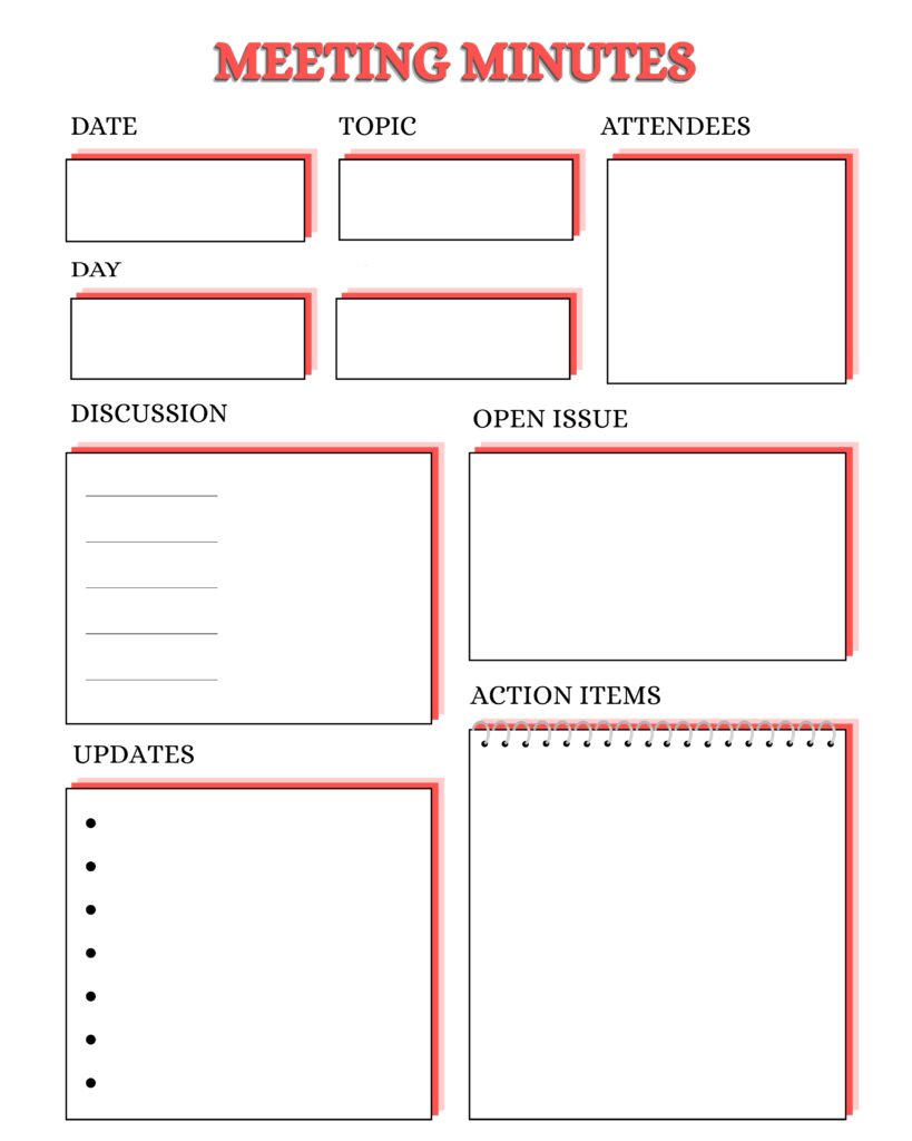 Printable Simple Meeting Minutes Template