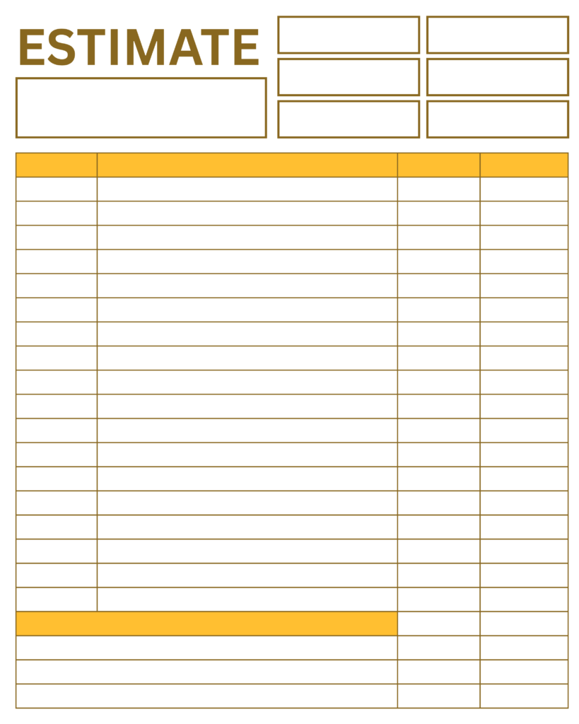 Printable Blank Estimate Form 