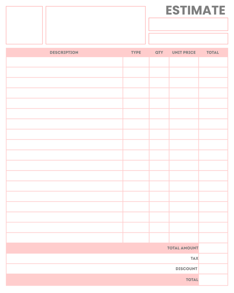 Printable Blank Estimate Form 
