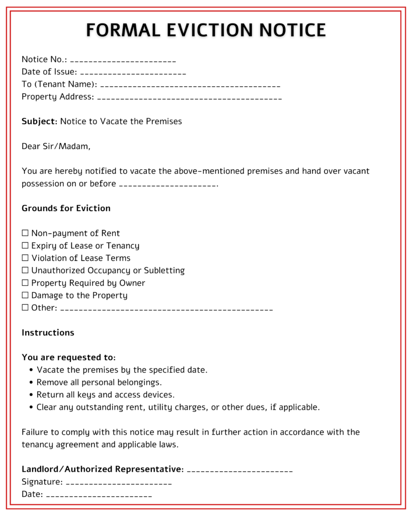 Printable Blank Eviction Notice Form