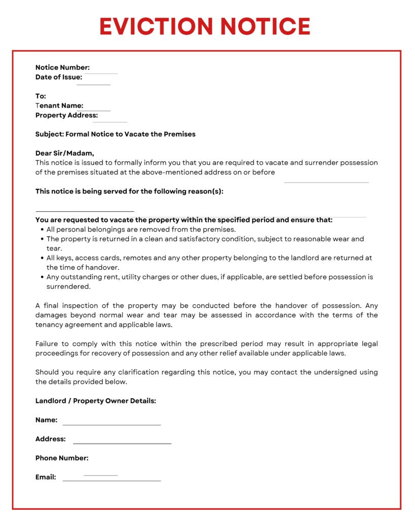 Printable Blank Eviction Notice Form