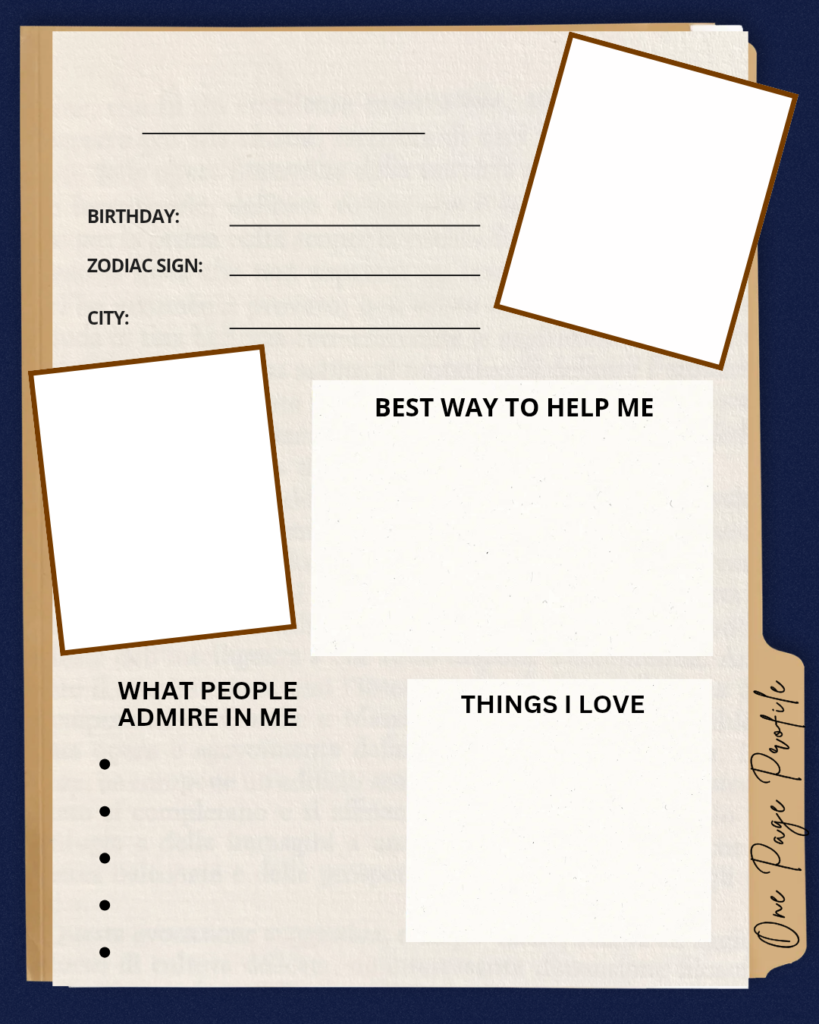 Printable one page profile template
