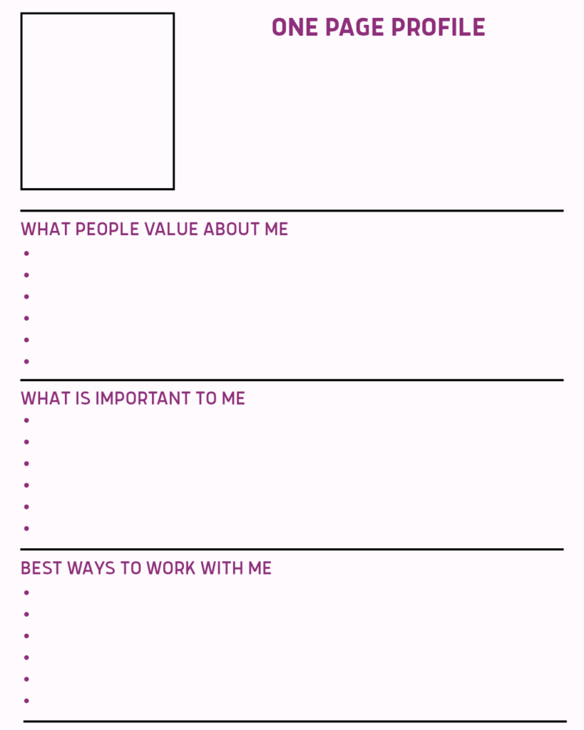 Printable one page profile template