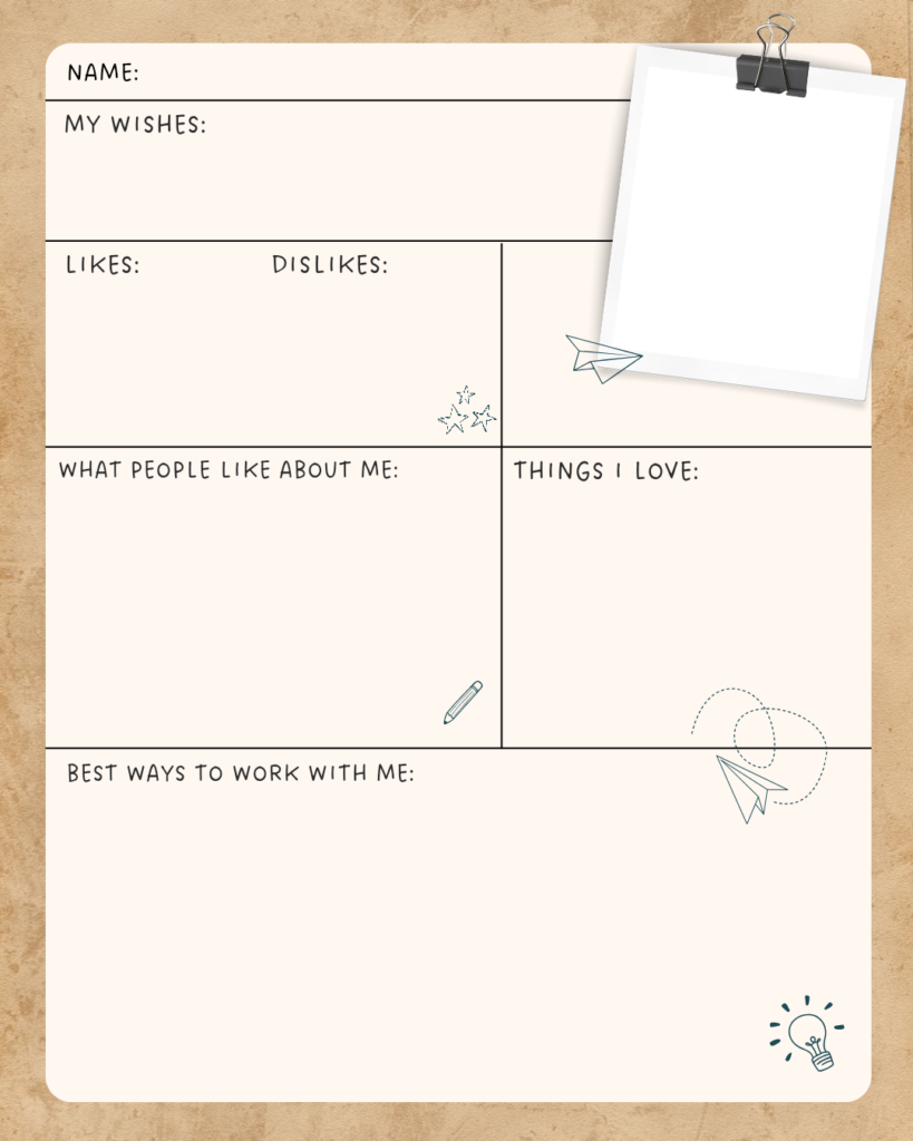 Printable one page profile template