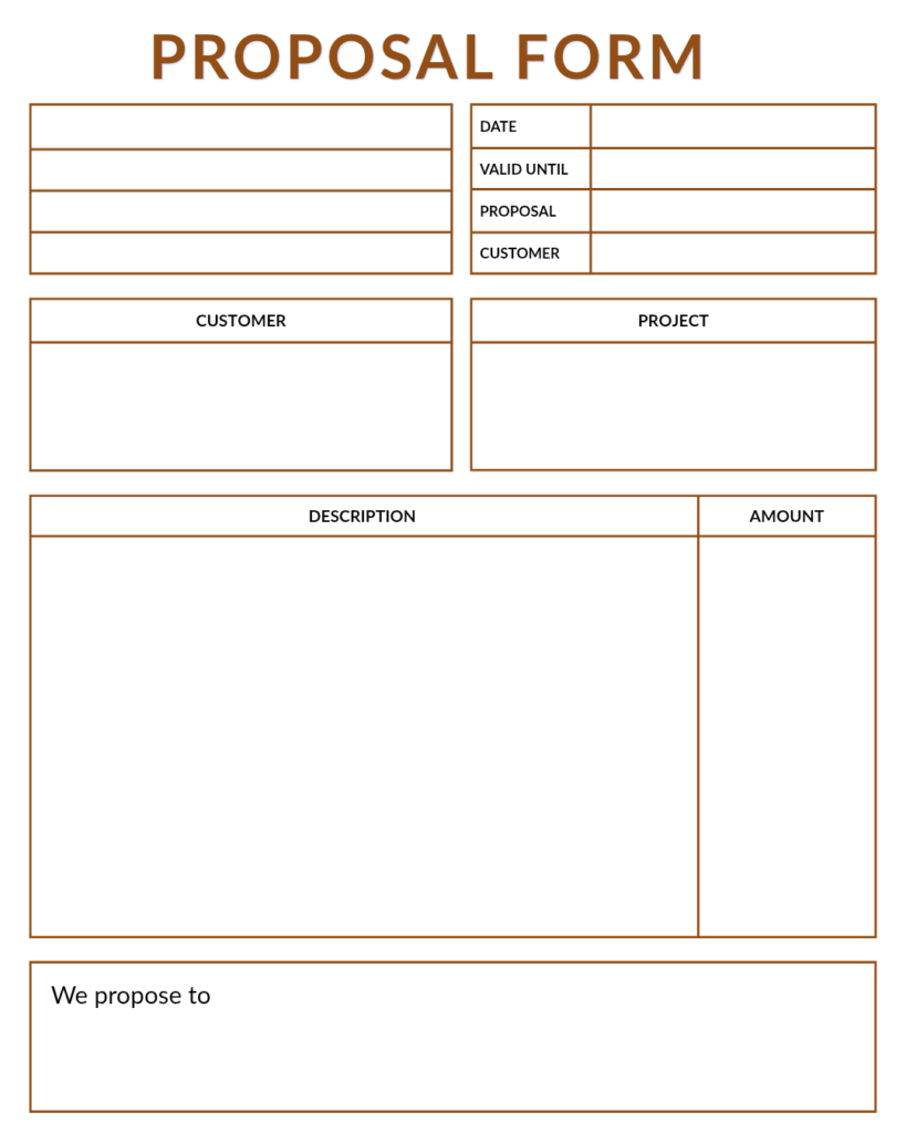 Printable Blank Proposal Form Template