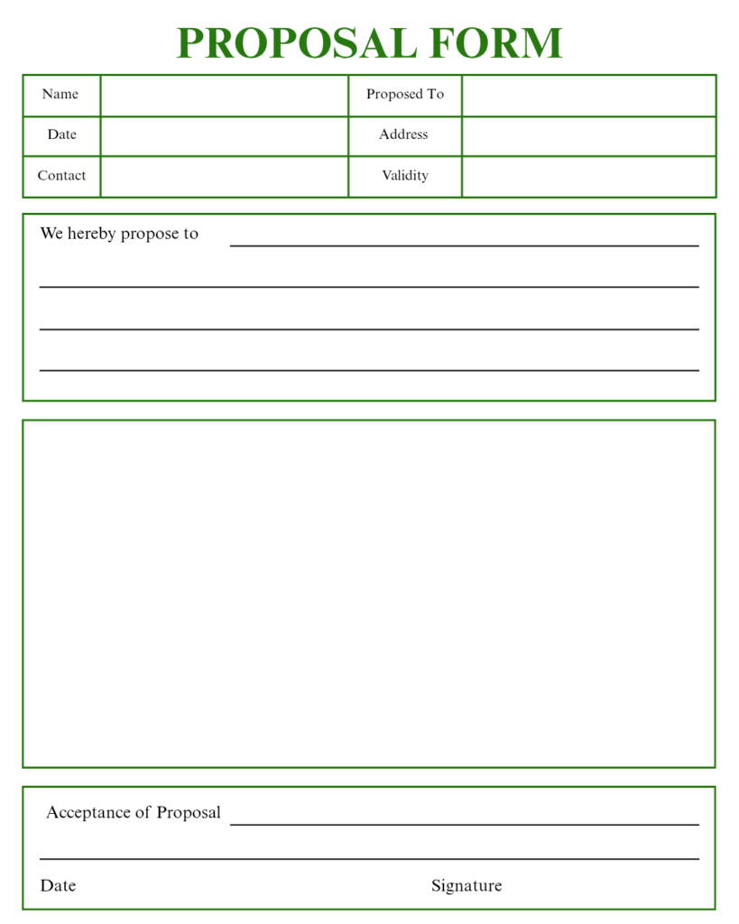 Printable Blank Proposal Form Template