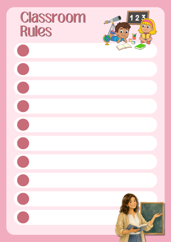 Printable blank classroom rules template